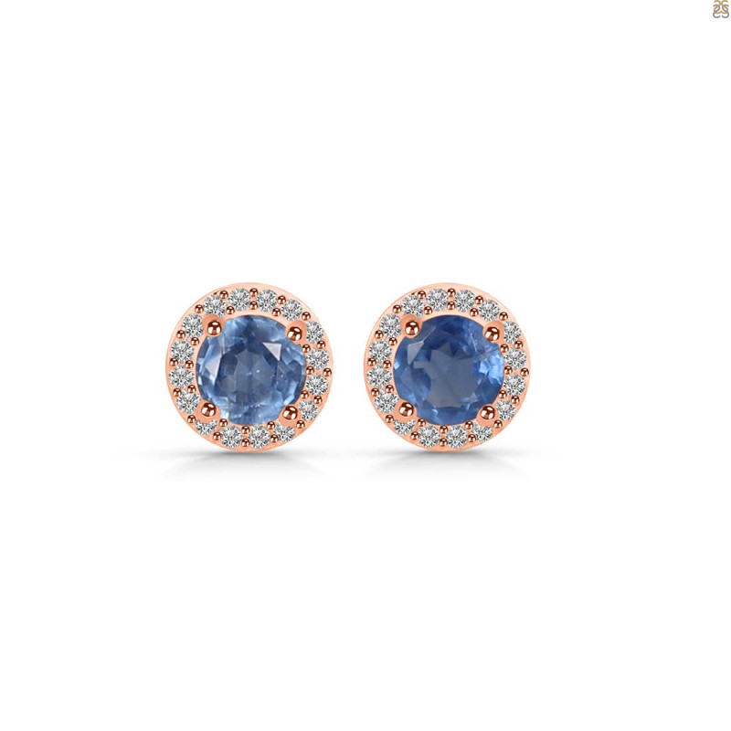 Kyanite & White Topaz Stud Earring KYN-RDE-1259.
