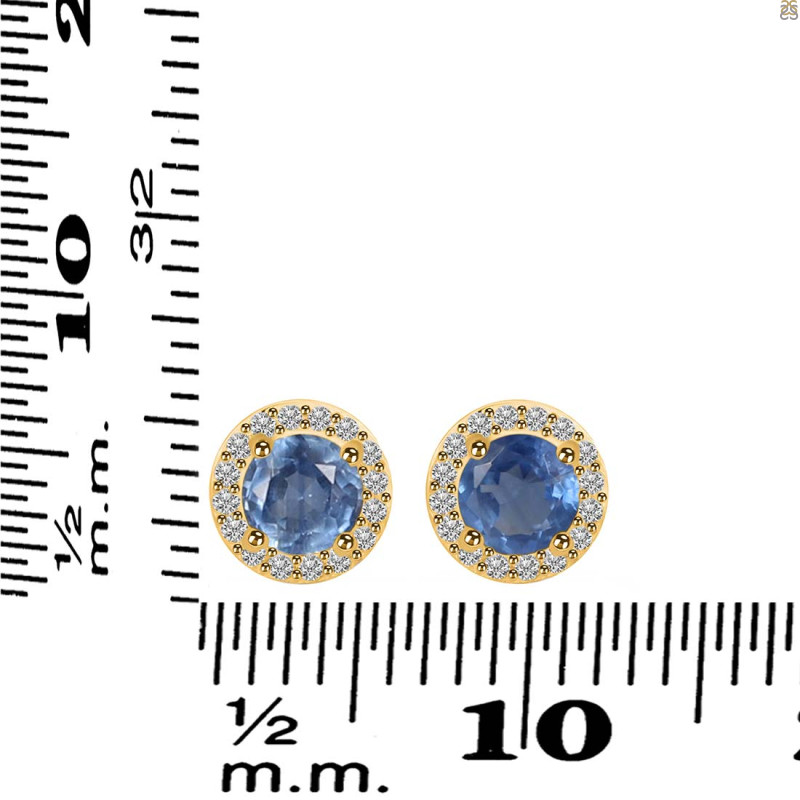 Kyanite & White Topaz Stud Earring KYN-RDE-1259.