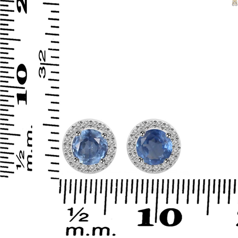 Kyanite & White Topaz Stud Earring KYN-RDE-1259.