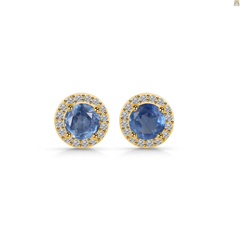 Kyanite & White Topaz Stud Earring KYN-RDE-1259.