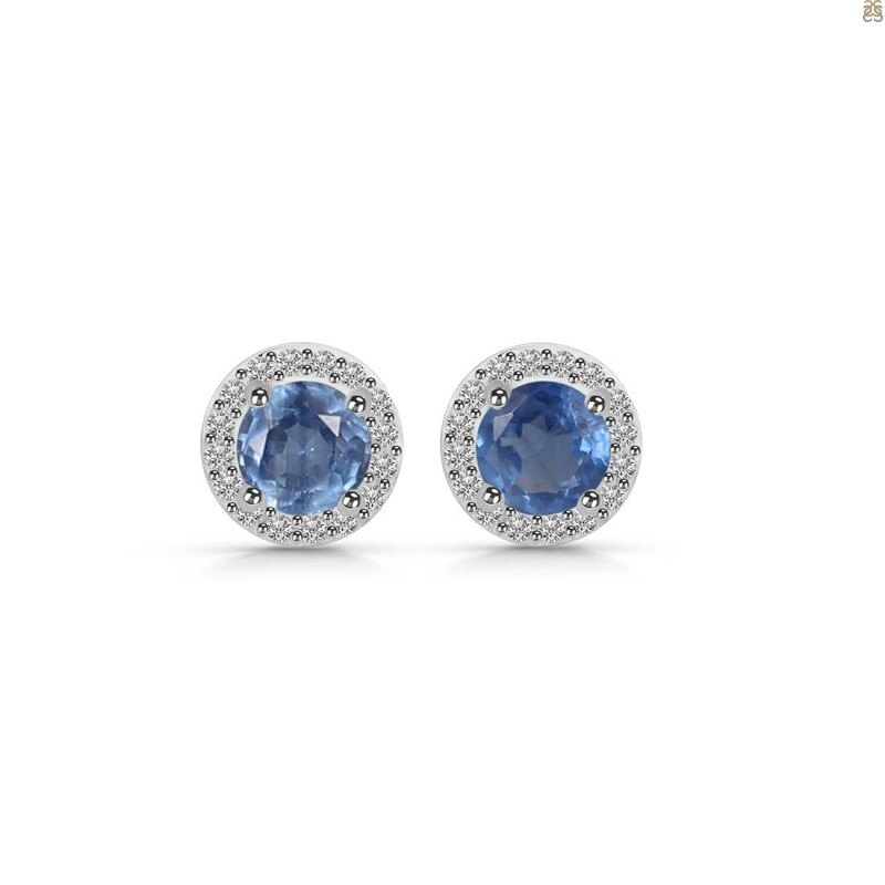 Kyanite & White Topaz Stud Earring KYN-RDE-1259.