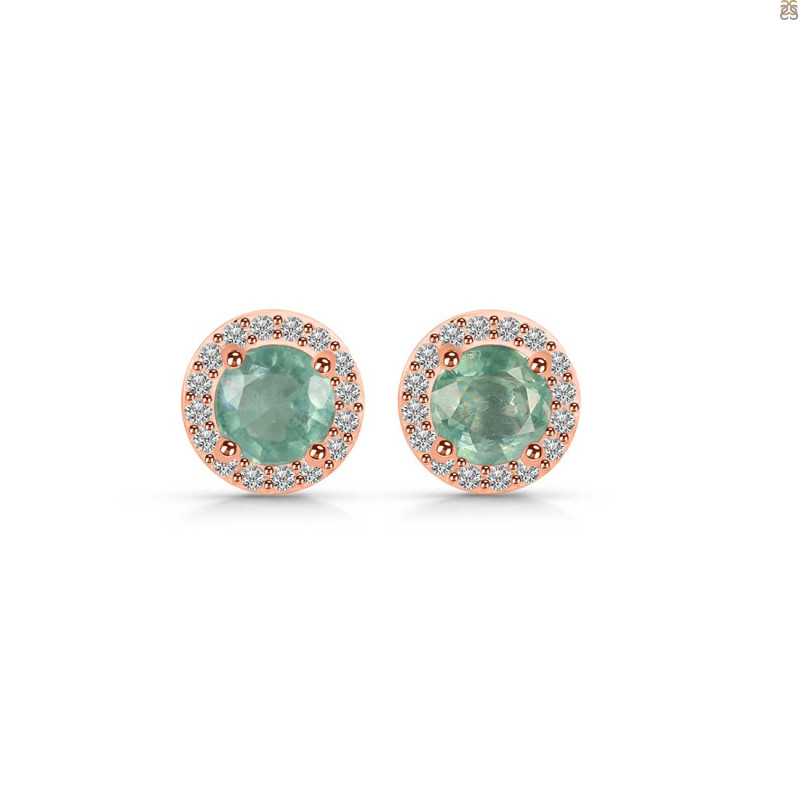 Kyanite (Green) & White Topaz Stud Earring KYN-RDE-1259-G.