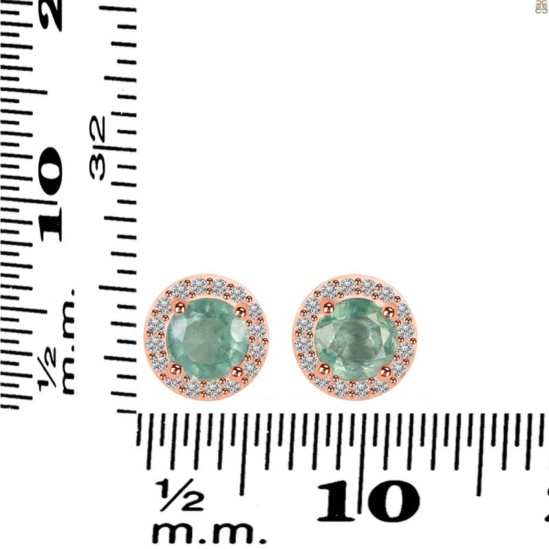 Kyanite (Green) & White Topaz Stud Earring KYN-RDE-1259-G.
