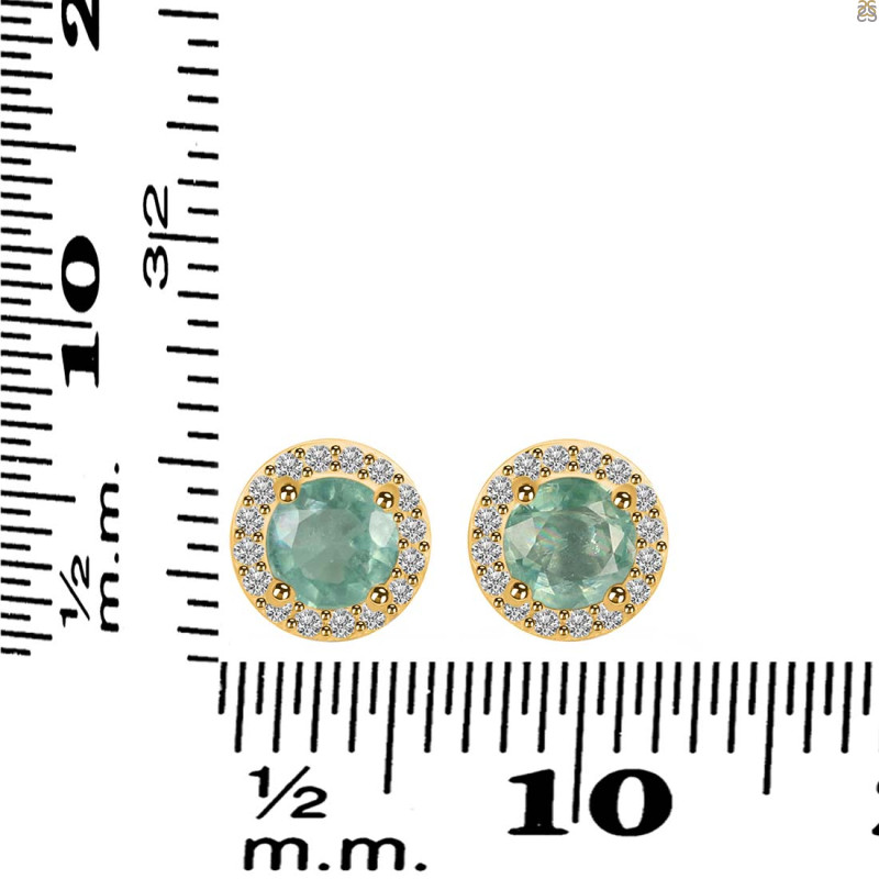 Kyanite (Green) & White Topaz Stud Earring KYN-RDE-1259-G.