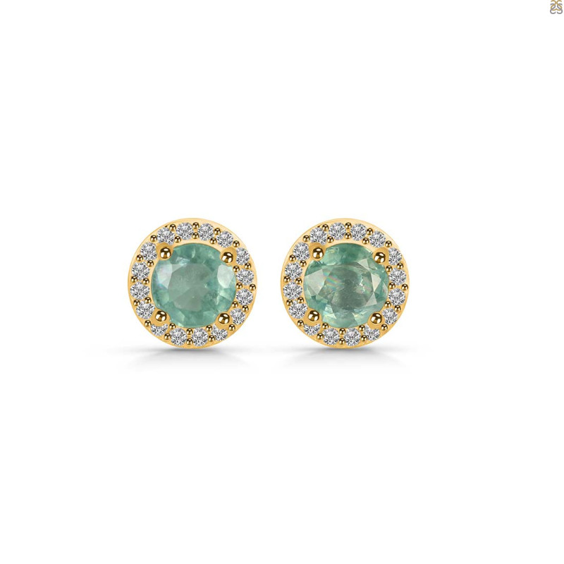 Kyanite (Green) & White Topaz Stud Earring KYN-RDE-1259-G.
