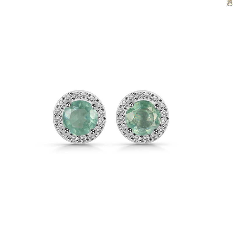 Kyanite (Green) & White Topaz Stud Earring KYN-RDE-1259-G.
