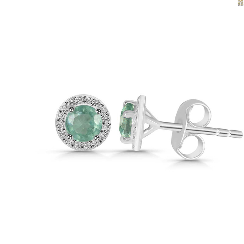 Kyanite (Green) & White Topaz Stud Earring