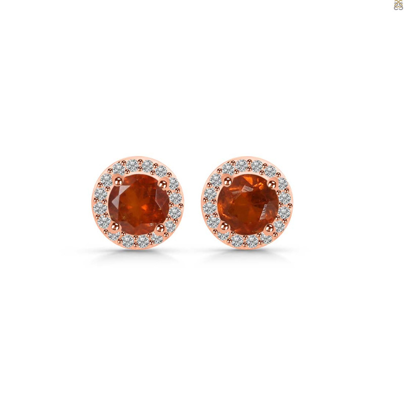 Kyanite (Orange) & White Topaz Stud Earring KYN-RDE-1259-O.