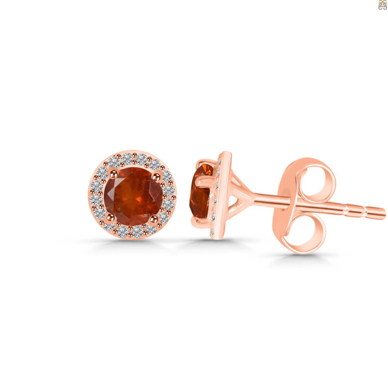 Kyanite (Orange) & White Topaz Stud Earring KYN-RDE-1259-O.
