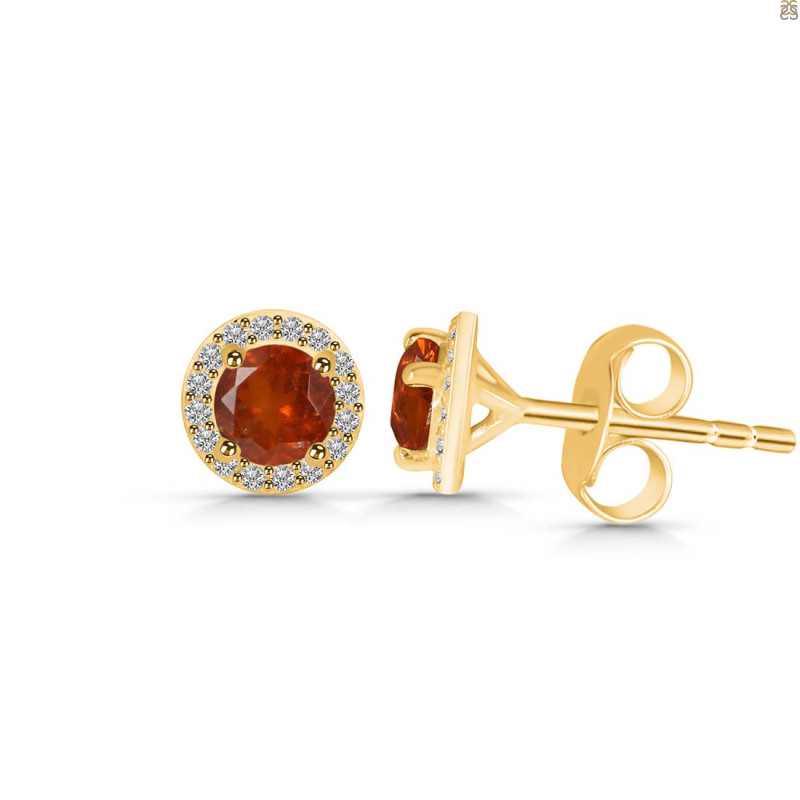 Kyanite (Orange) & White Topaz Stud Earring KYN-RDE-1259-O.