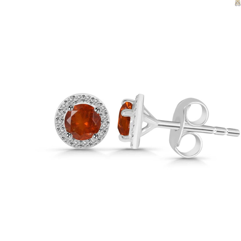 Kyanite (Orange) & White Topaz Stud Earring