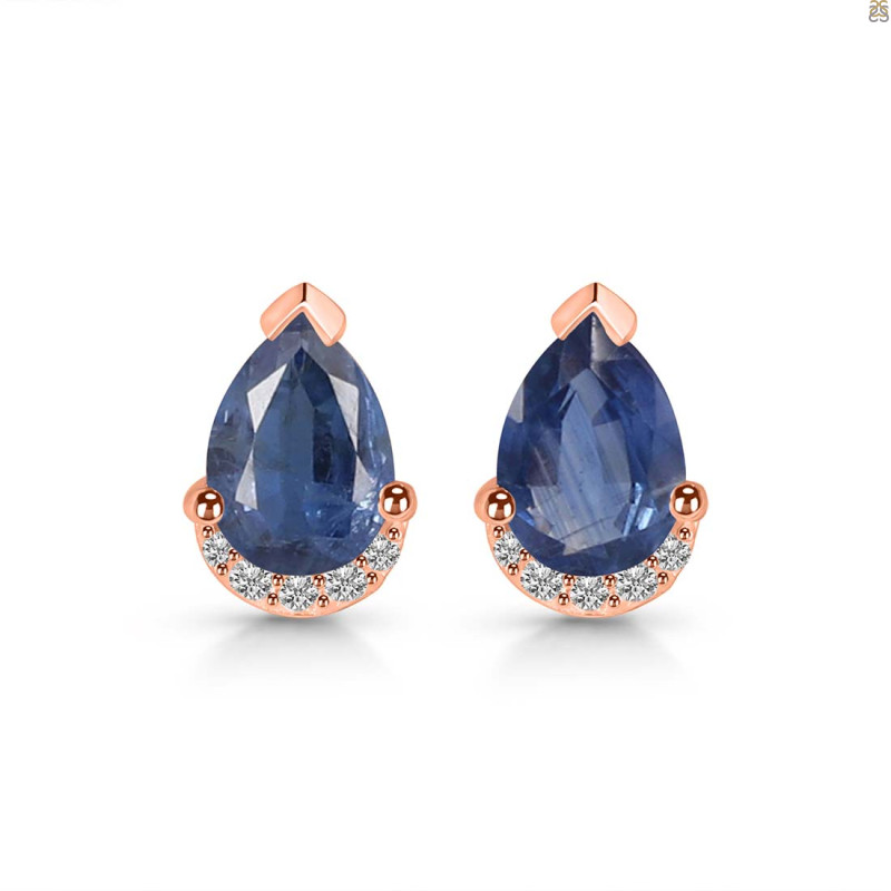 Kyanite & White Topaz Stud Earring KYN-RDE-1262.