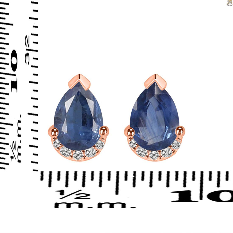 Kyanite & White Topaz Stud Earring KYN-RDE-1262.