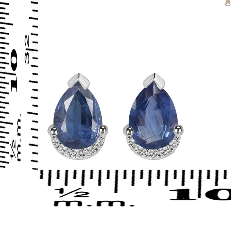 Kyanite & White Topaz Stud Earring KYN-RDE-1262.