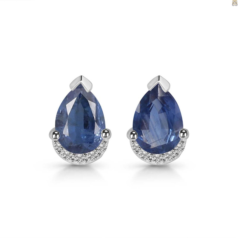 Kyanite & White Topaz Stud Earring KYN-RDE-1262.