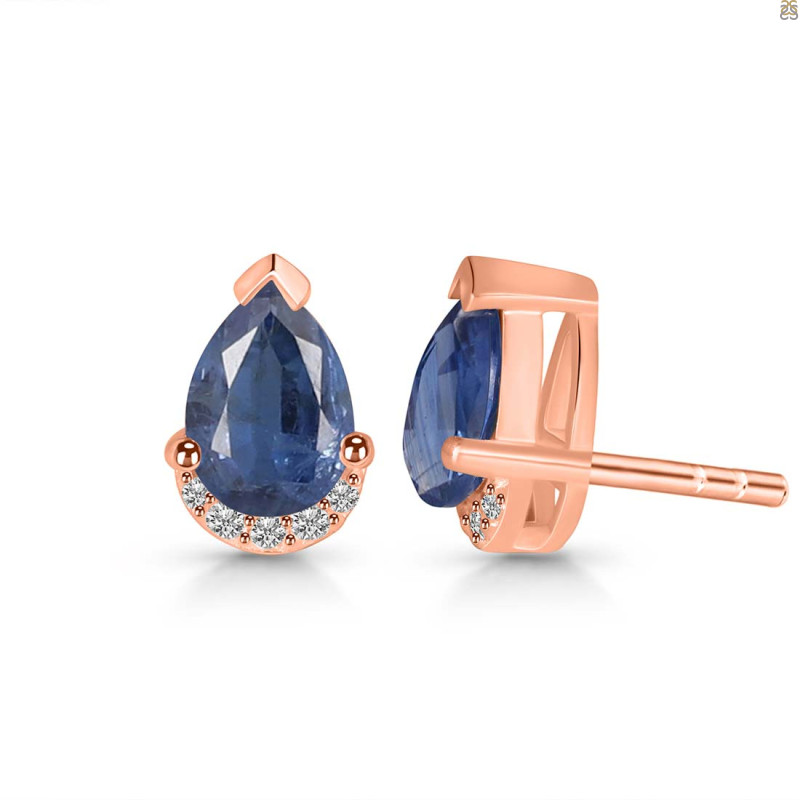Kyanite & White Topaz Stud Earring KYN-RDE-1262.