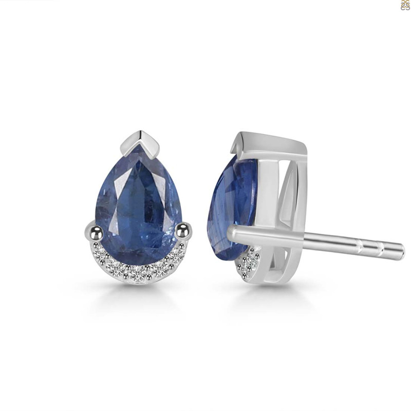 Kyanite & White Topaz Stud Earring