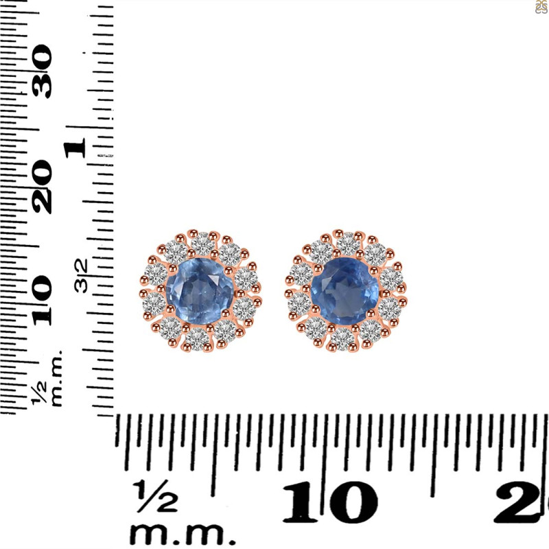 Kyanite & White Topaz Stud Earring KYN-RDE-1268.