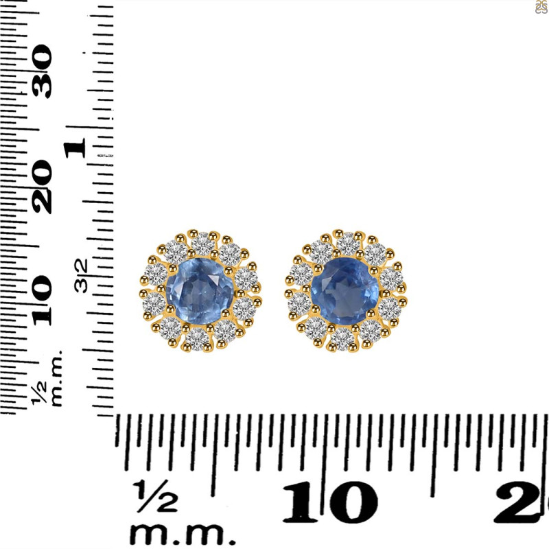 Kyanite & White Topaz Stud Earring KYN-RDE-1268.
