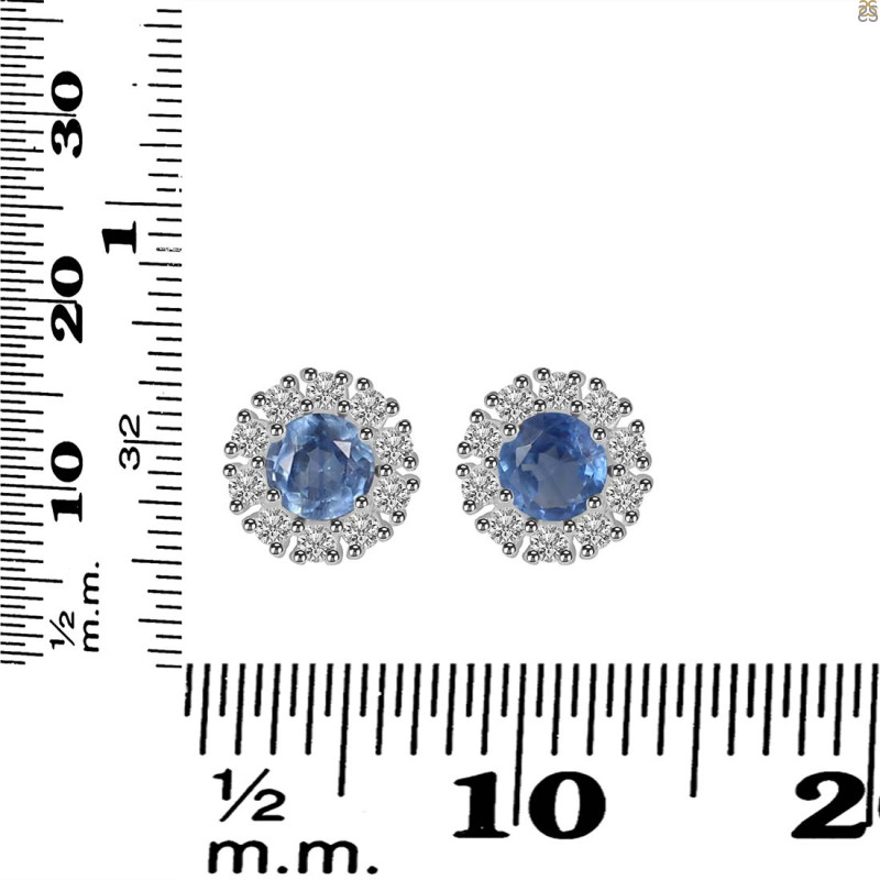 Kyanite & White Topaz Stud Earring KYN-RDE-1268.