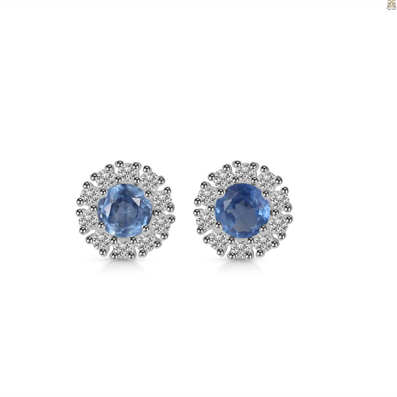 Kyanite & White Topaz Stud Earring KYN-RDE-1268.