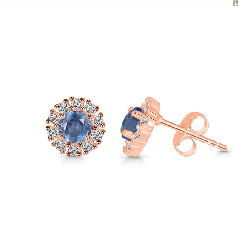 Kyanite & White Topaz Stud Earring KYN-RDE-1268.