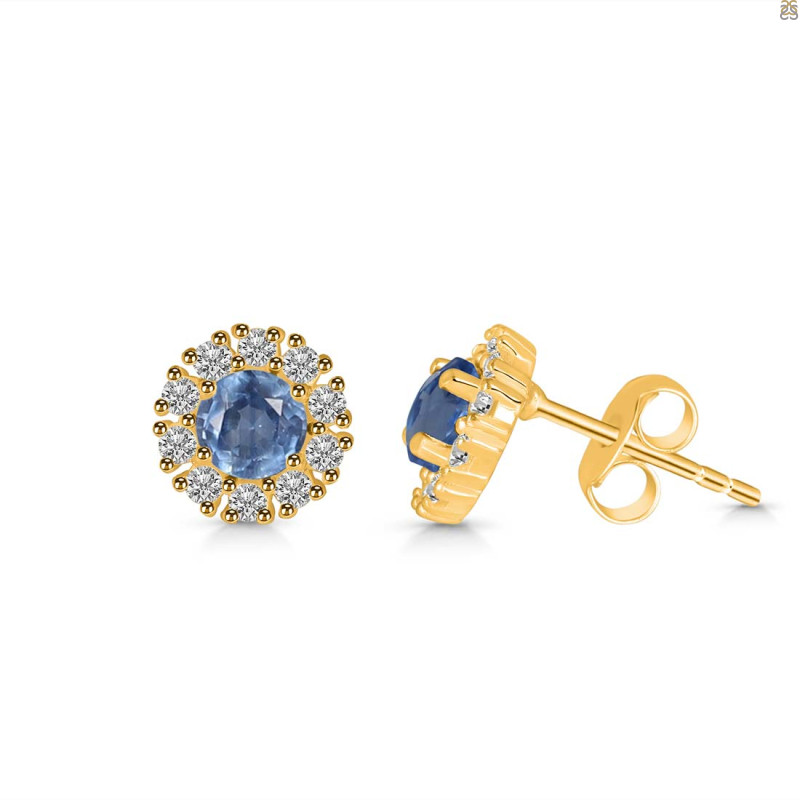 Kyanite & White Topaz Stud Earring KYN-RDE-1268.