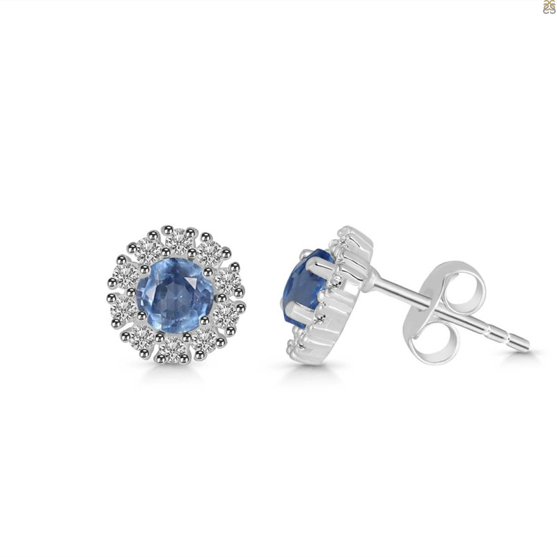 Kyanite & White Topaz Stud Earring