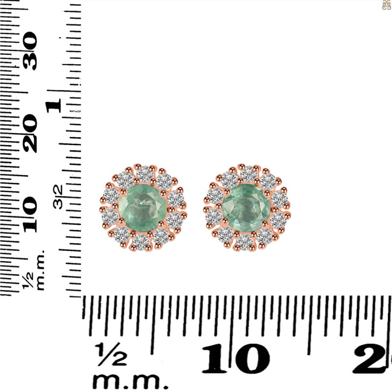 Kyanite (Green) & White Topaz Stud Earring KYN-RDE-1268-G.