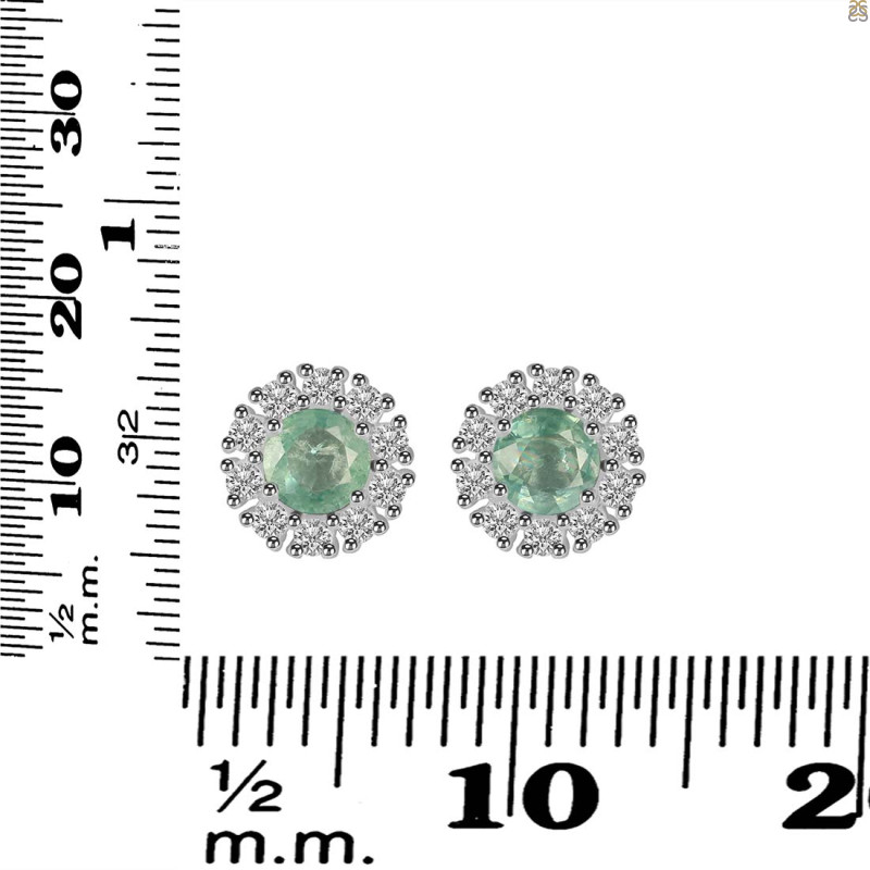 Kyanite (Green) & White Topaz Stud Earring KYN-RDE-1268-G.