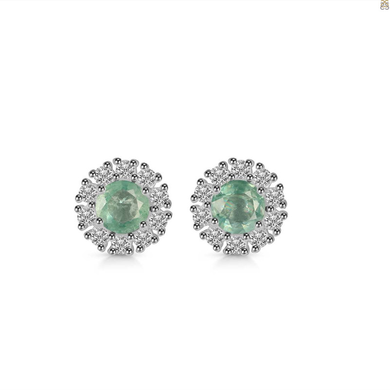 Kyanite (Green) & White Topaz Stud Earring KYN-RDE-1268-G.