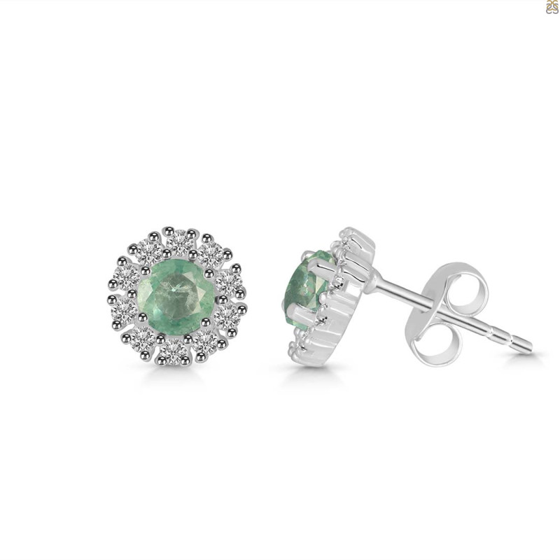 Kyanite (Green) & White Topaz Stud Earring