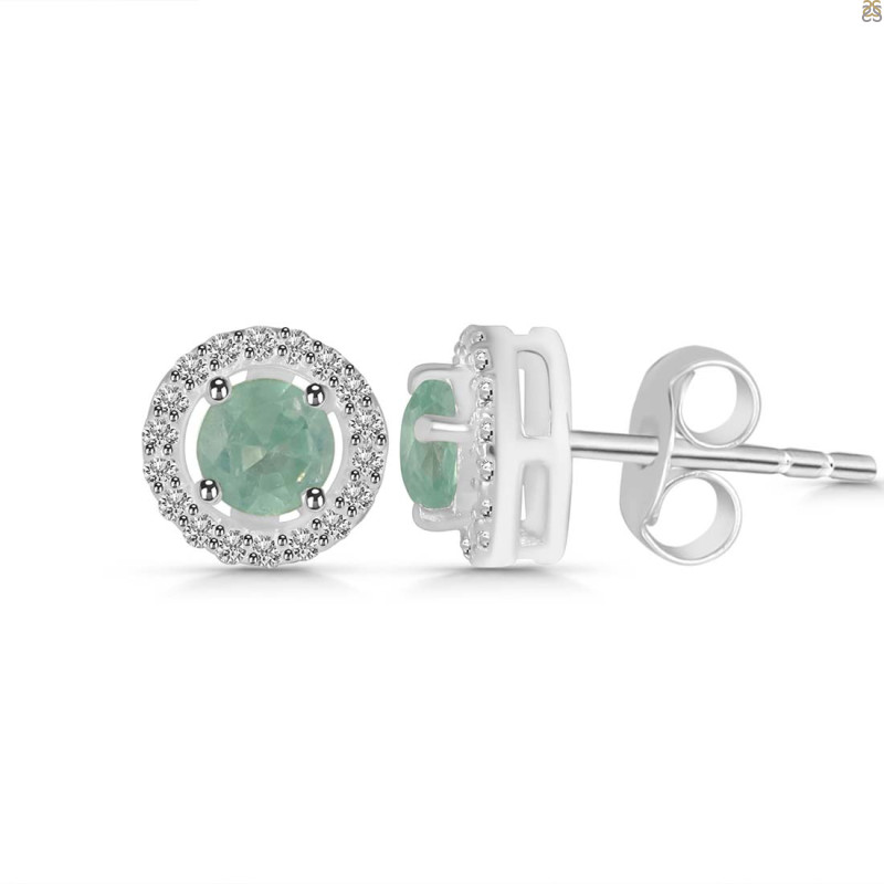 Kyanite (Green) & White Stud Topaz Earring