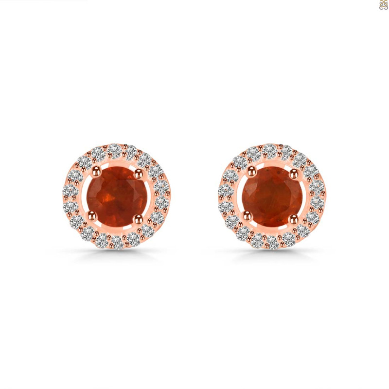 Kyanite (Orange) & White Topaz Stud Earring KYN-RDE-985-O.