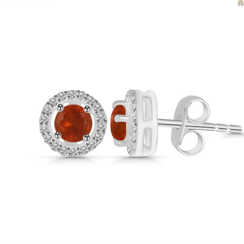 Kyanite (Orange) & White Topaz Stud Earring