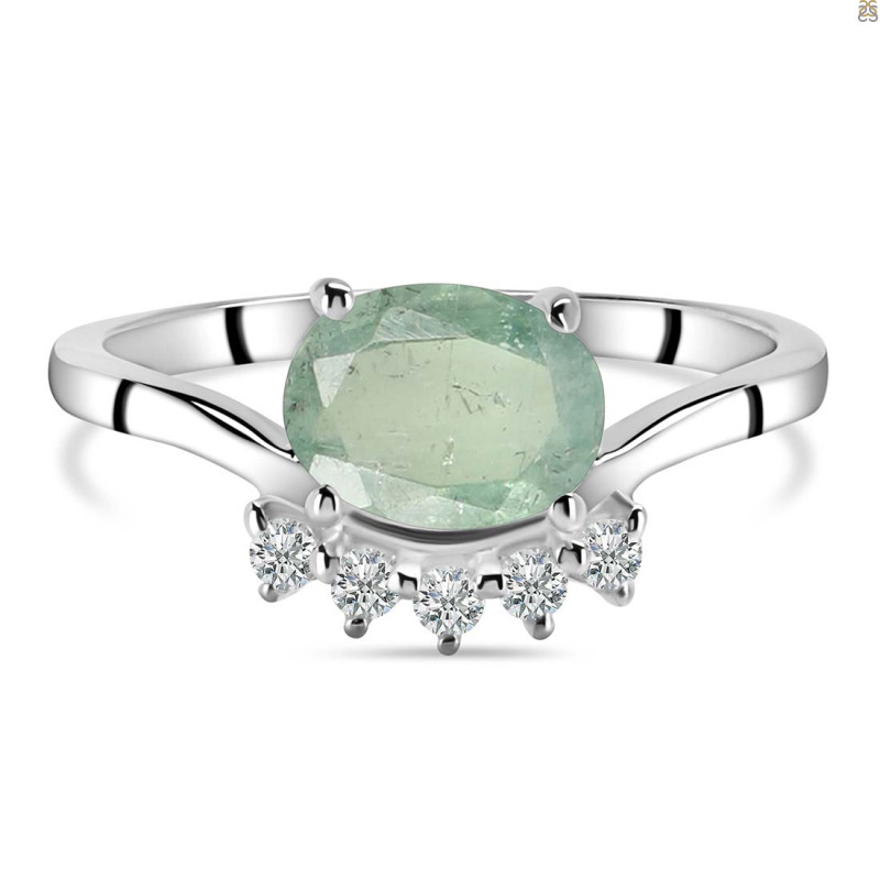 Kyanite (Green) & White Topaz Ring KYN-RDR-1681-G.