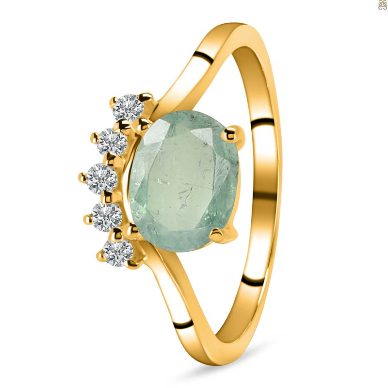 Kyanite (Green) & White Topaz Ring KYN-RDR-1681-G.