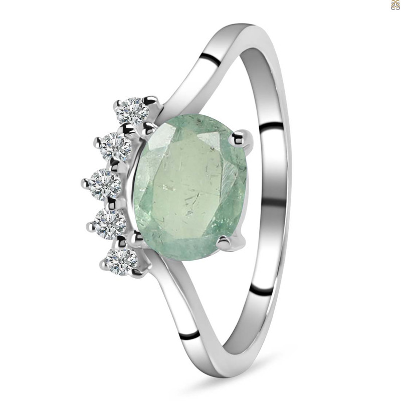 Kyanite (Green) & White Topaz Ring