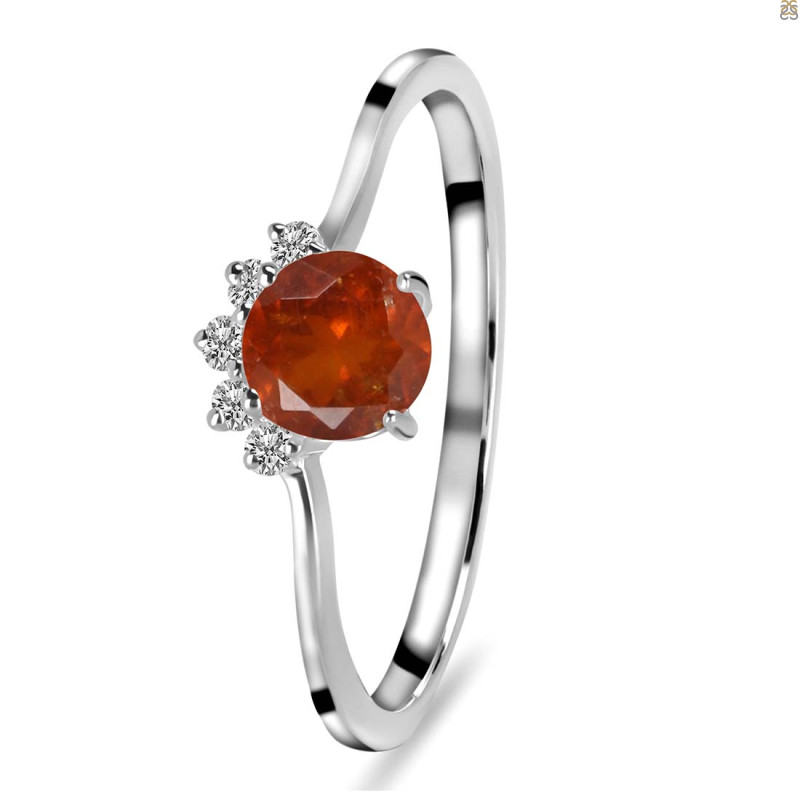 Kyanite (Orange) & White Topaz Ring