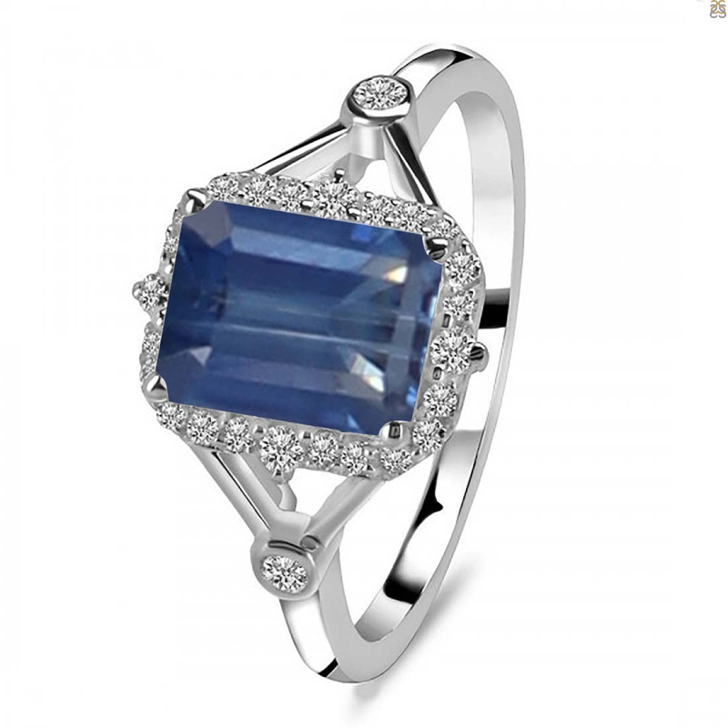 Kyanite & White Topaz Ring