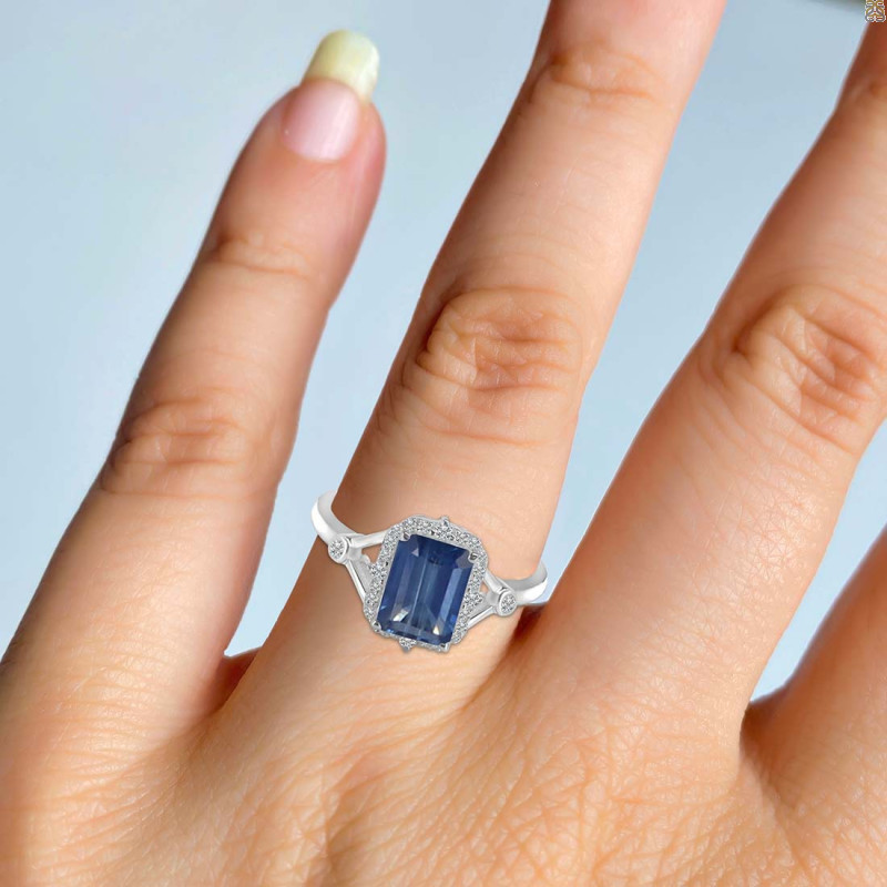 Kyanite & White Topaz Ring KYN-RDR-2252.