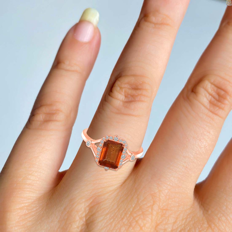 Kyanite (Orange) & White Topaz Ring KYN-RDR-2252-O.