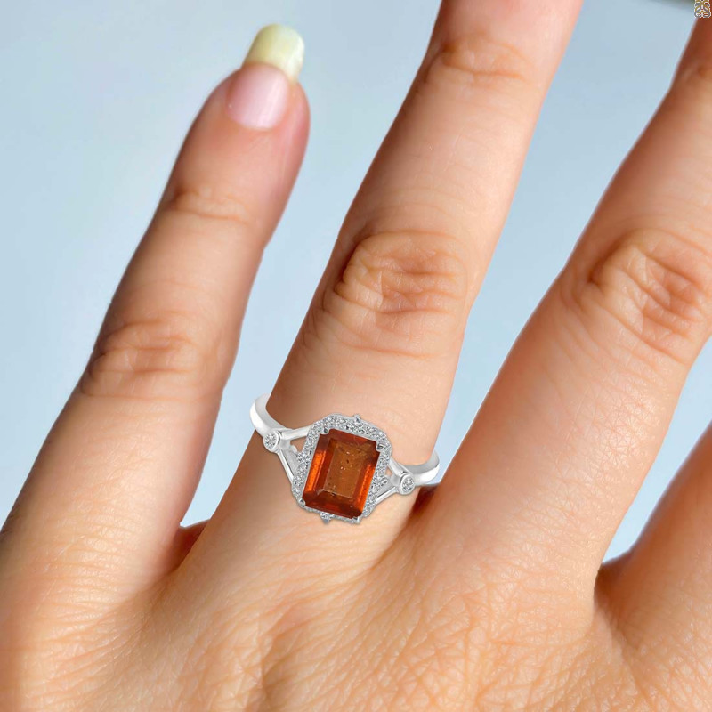 Kyanite (Orange) & White Topaz Ring KYN-RDR-2252-O.