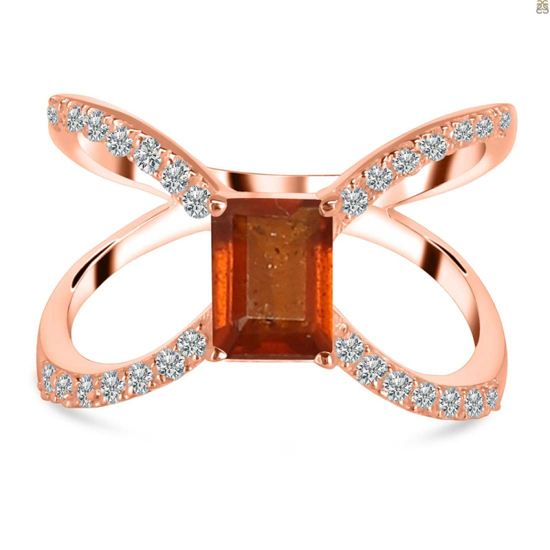 Kyanite (Orange) & White Topaz Ring KYN-RDR-2293-O.