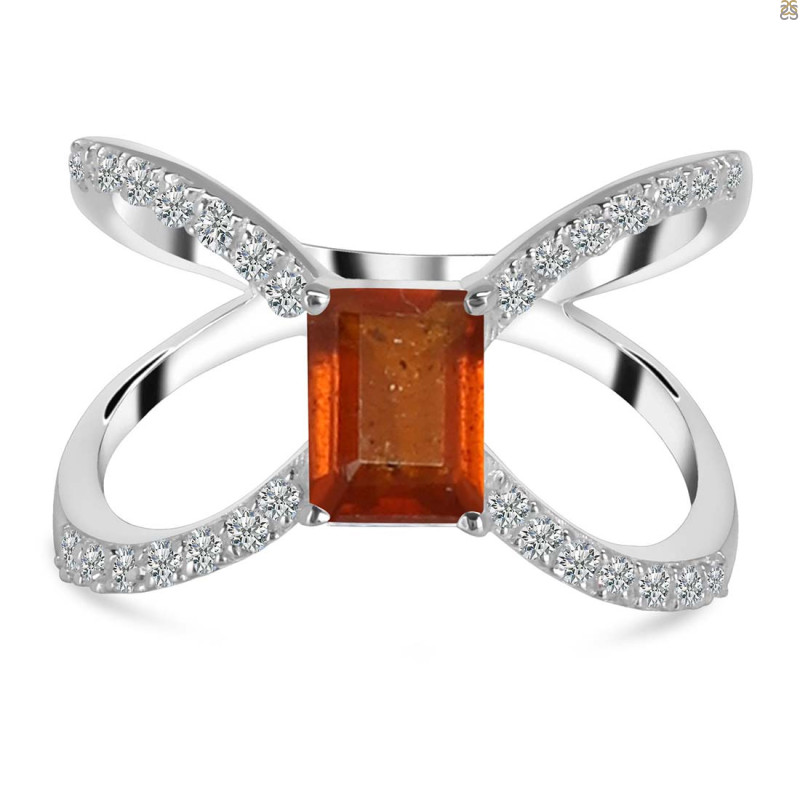 Kyanite (Orange) & White Topaz Ring KYN-RDR-2293-O.