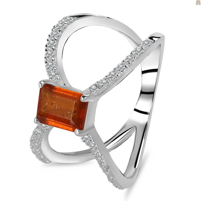 Kyanite (Orange) & White Topaz Ring