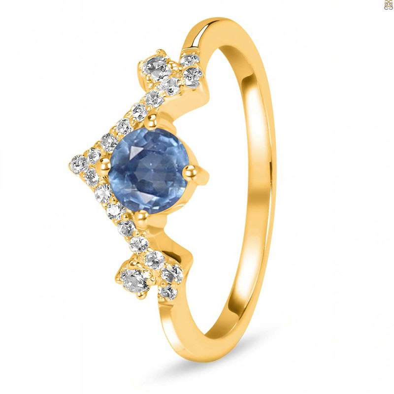 Kyanite & White Topaz Ring KYN-RDR-2296.