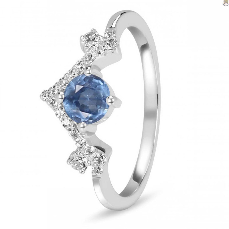 Kyanite & White Topaz Ring