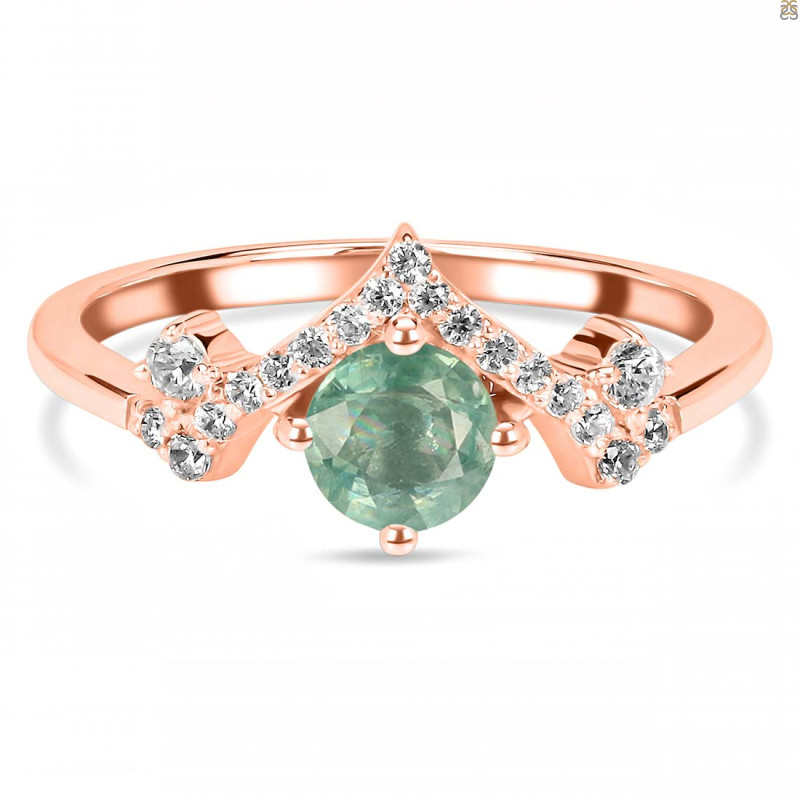 Kyanite (Green) & White Topaz Ring KYN-RDR-2296-G.