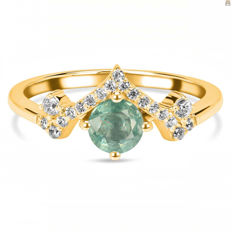 Kyanite (Green) & White Topaz Ring KYN-RDR-2296-G.